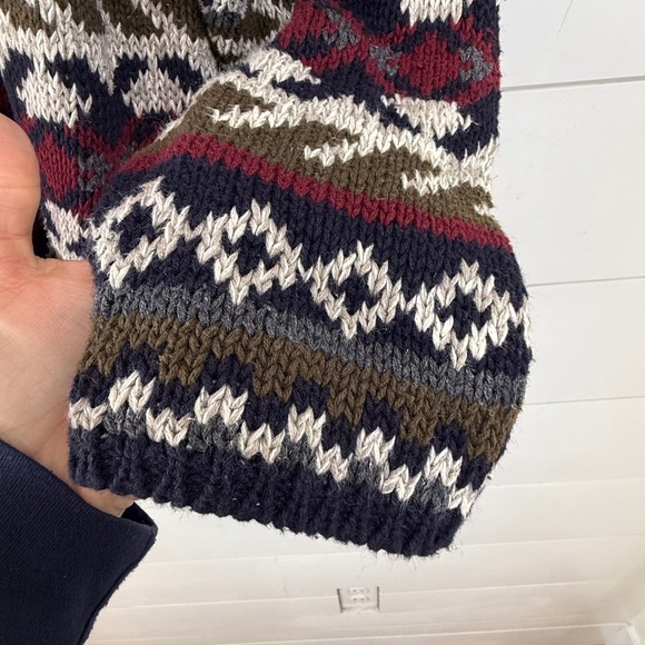 VTG Abercrombie & Fitch THE BIG SWEATER Men Large Fair Isle Knit Sweater Cotton - Picture 3 of 7
